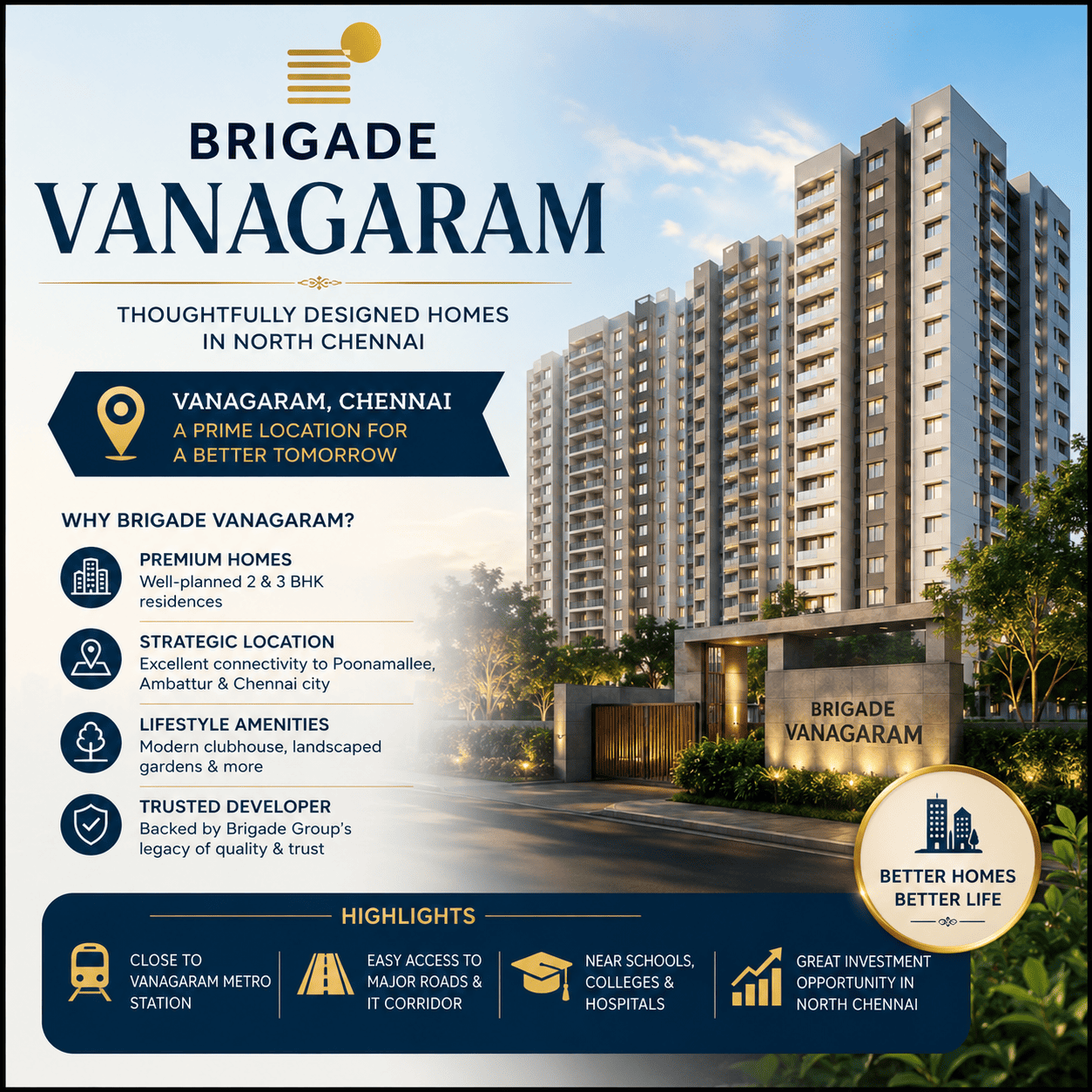 Brigade Vanagaram luxury residential apartments Chennai
