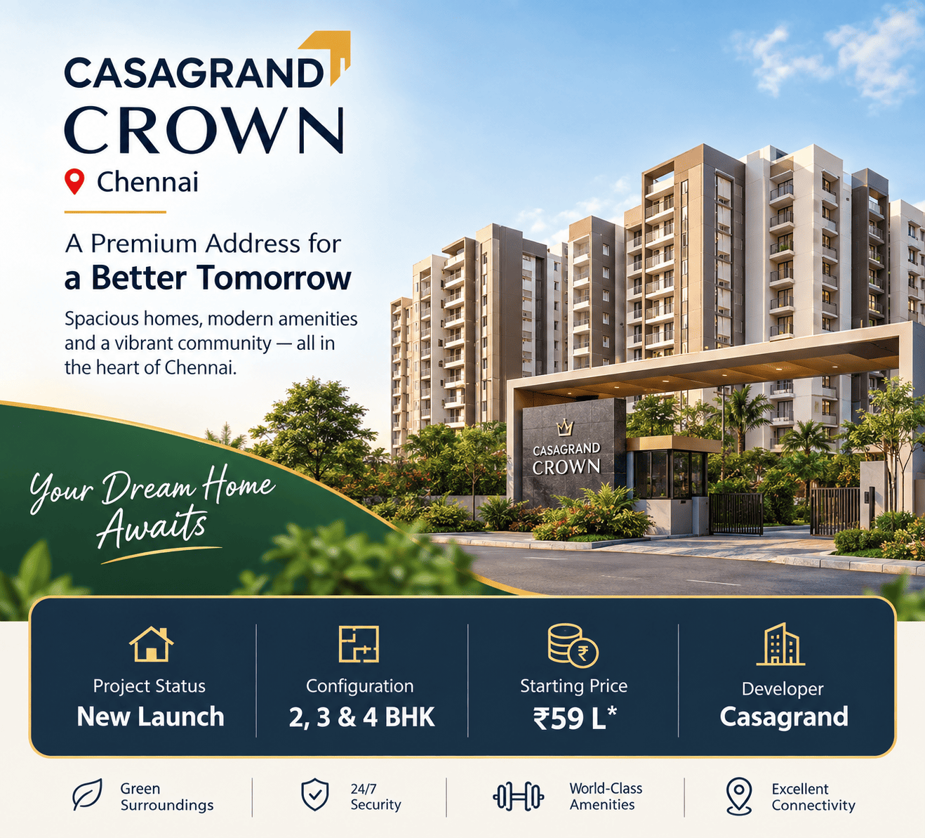 Casagrand Crown premium residential apartments Chennai