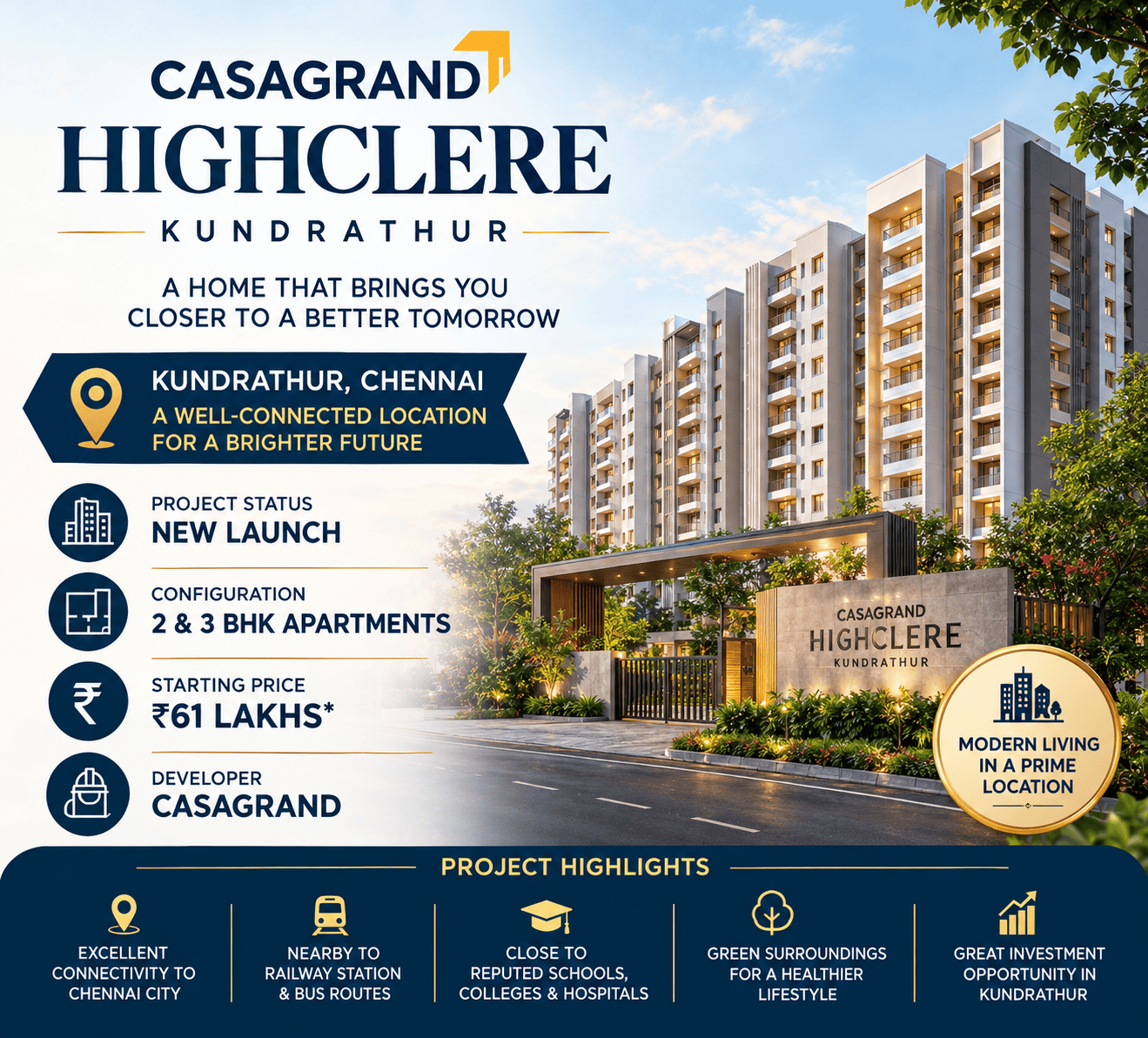 Casagrand Highclere Kundrathur premium residential apartments Chennai