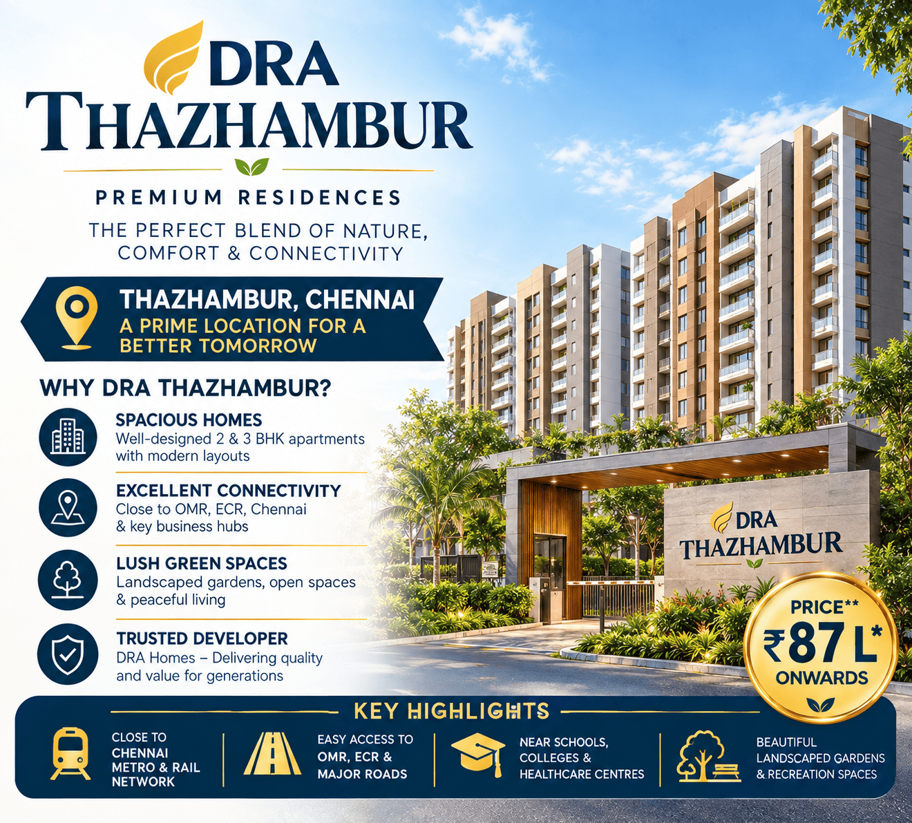 DRA Thazhambur premium residential apartments Chennai