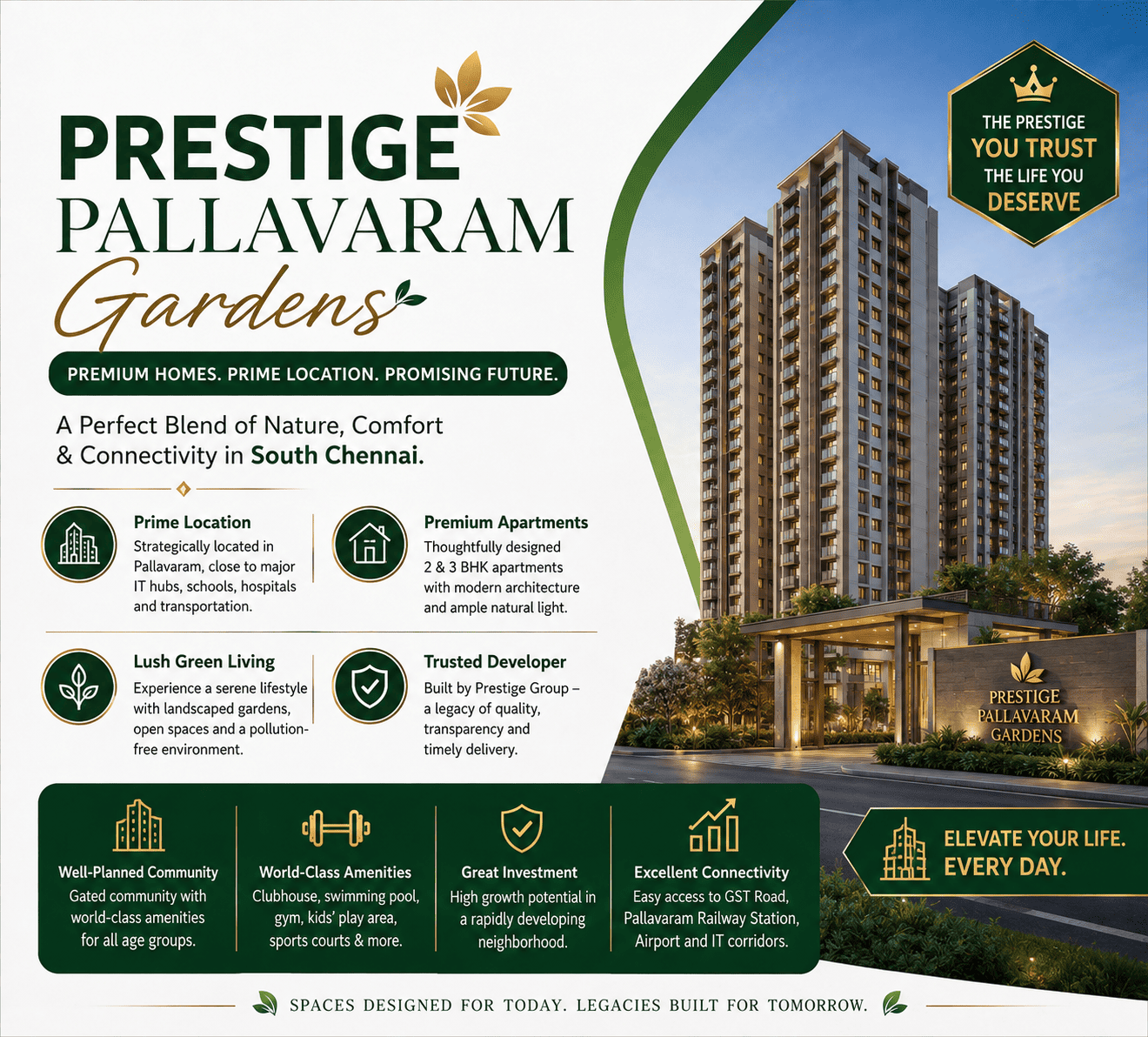 Prestige Pallavaram Gardens premium residential apartments Chennai