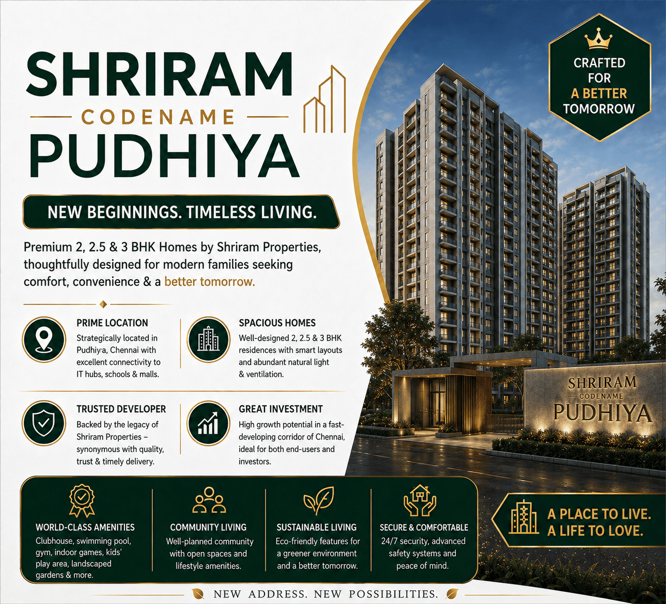 Shriram Codename Pudhiya premium residential development Chennai