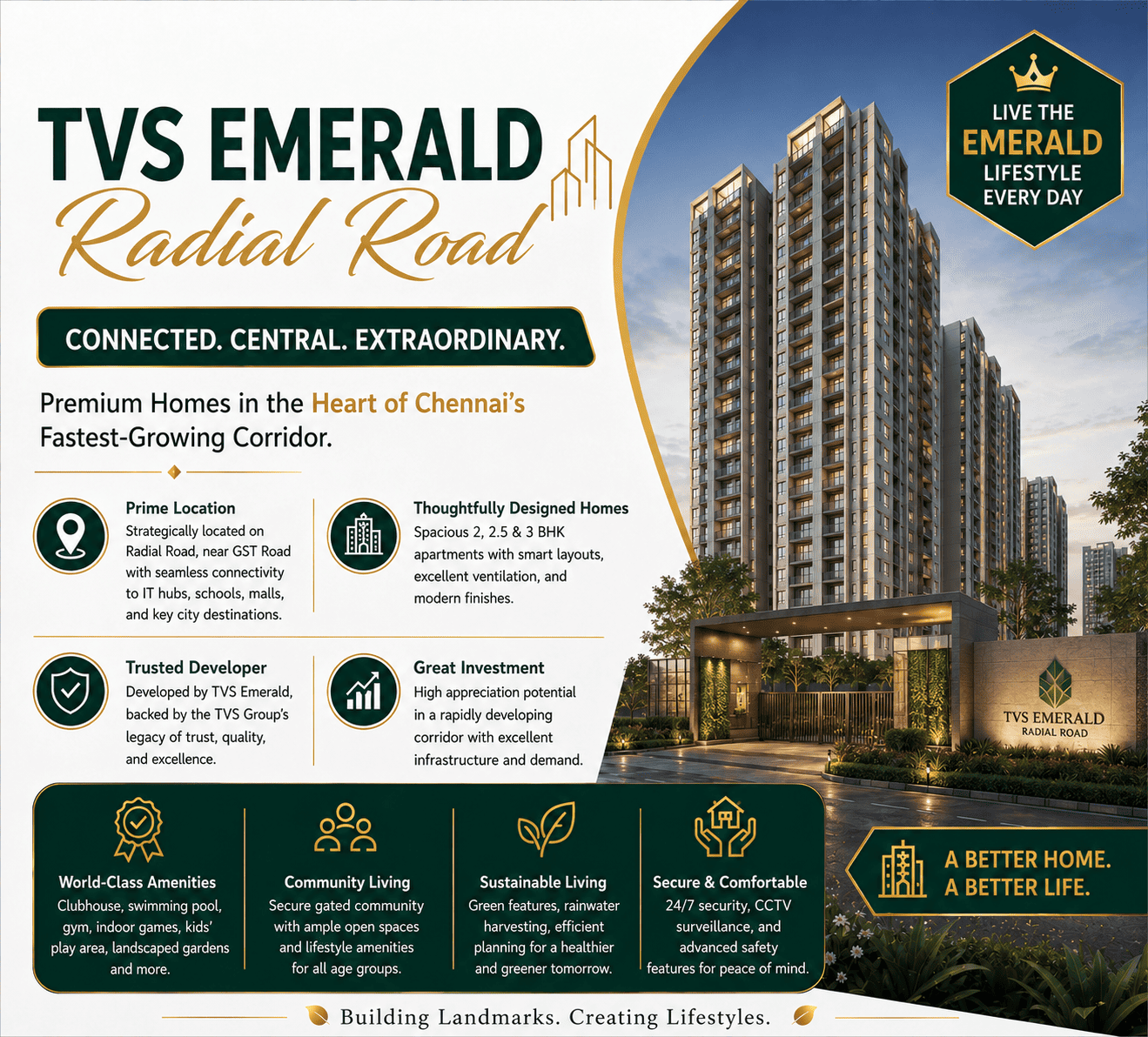 TVS Emerald Radial Road premium residential apartments Chennai